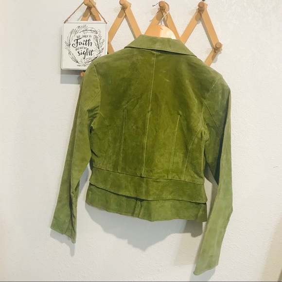 ⭐️🌟Hannah Green Leather Peplum Jacket Sz S - Picture 6 of 11